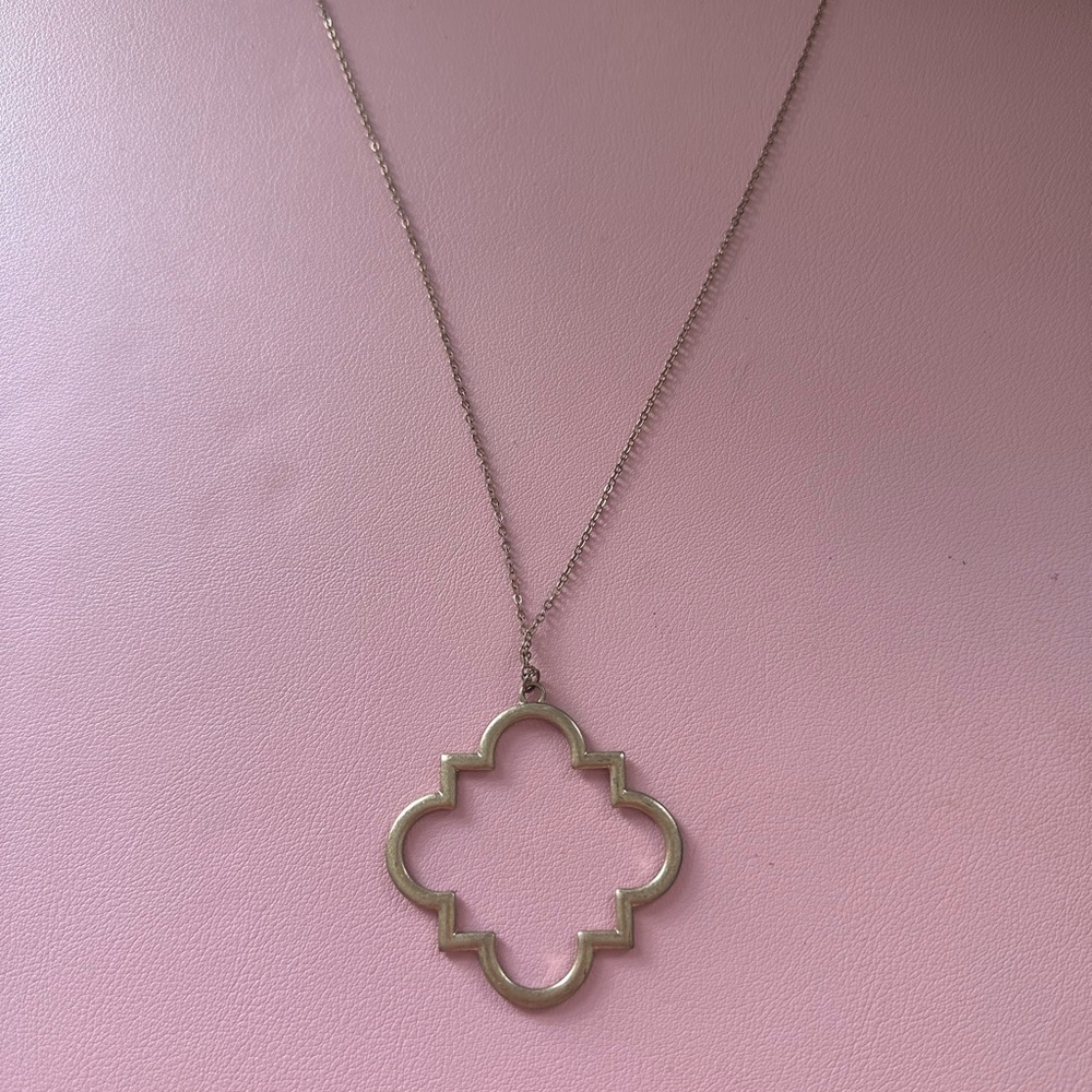 Perfect Holiday Gift Gold Quatrefoil Pendant Necklace